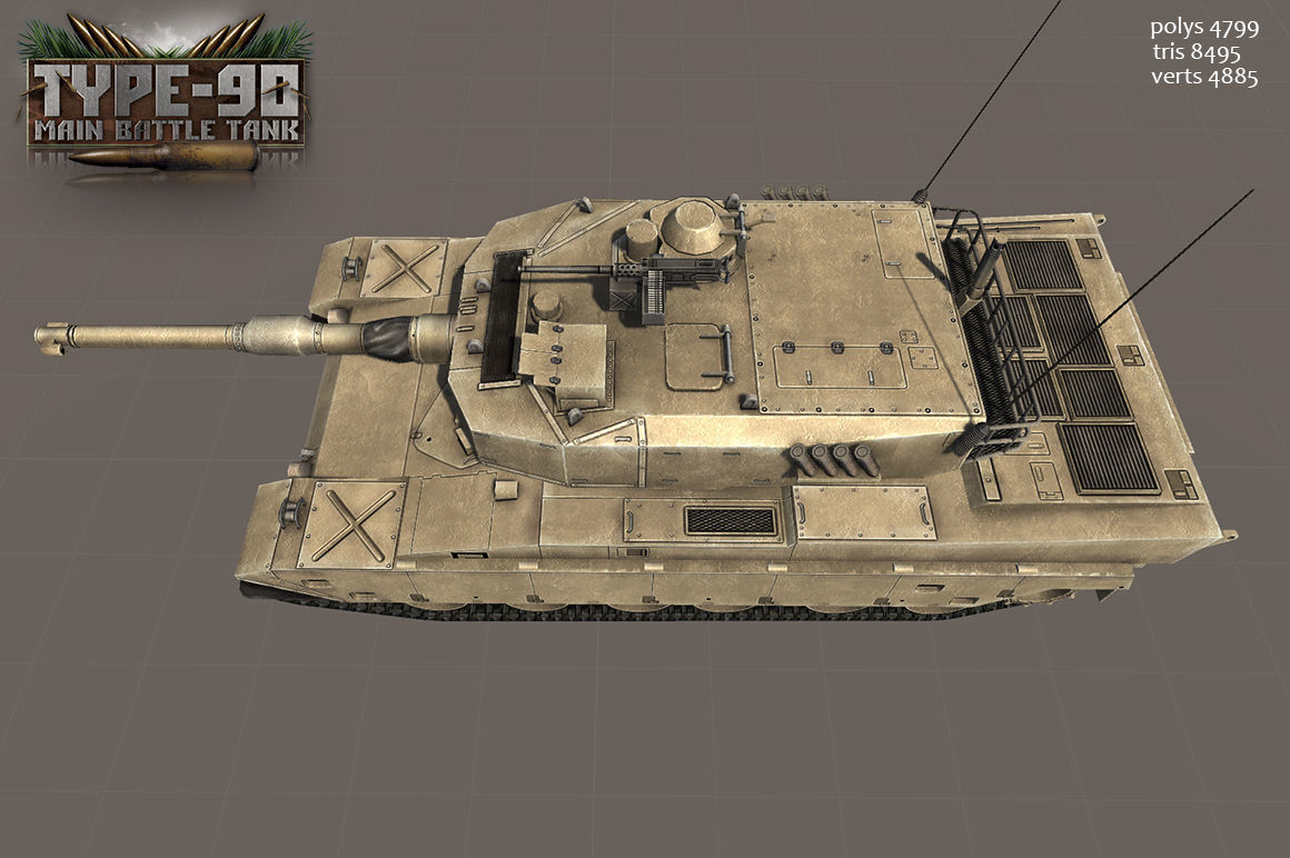Type 90 Main Battle Tank Low-poly 3D model_22