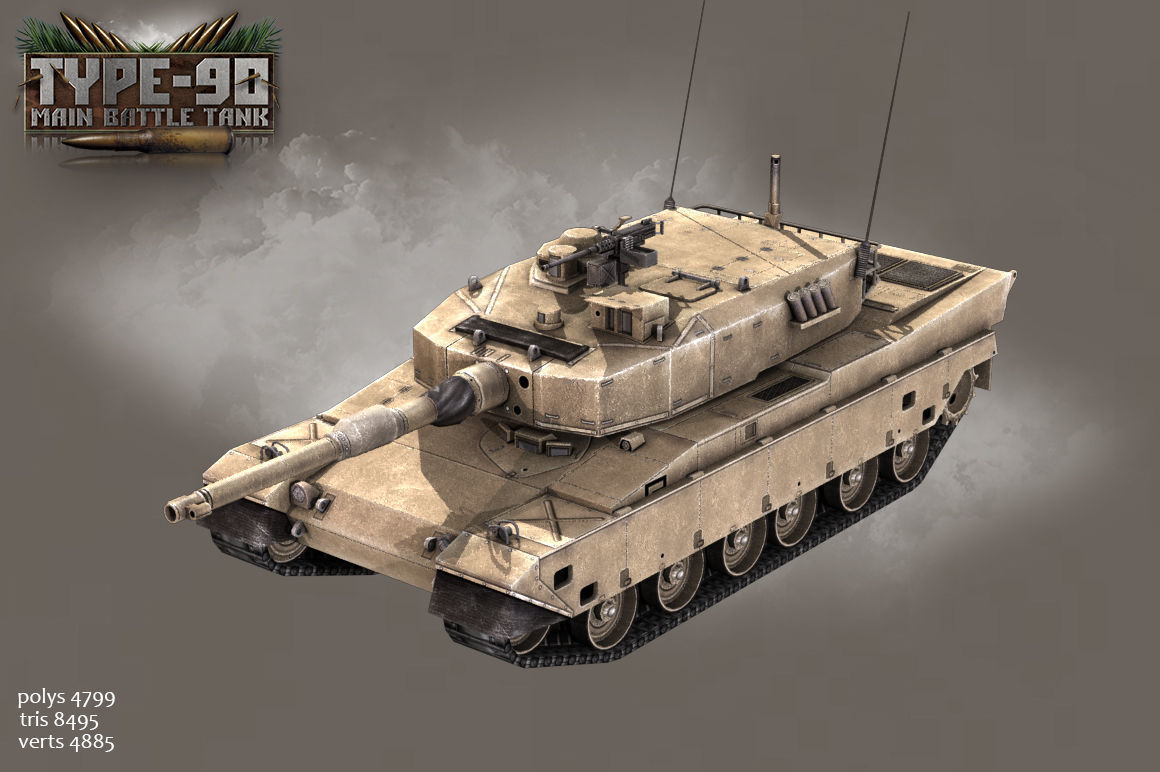 Type 90 Main Battle Tank Low-poly 3D model_19