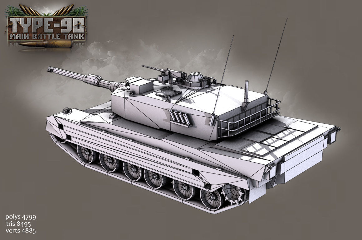 Type 90 Main Battle Tank Low-poly 3D model_21