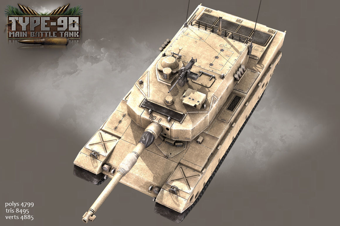 Type 90 Main Battle Tank Low-poly 3D model_15
