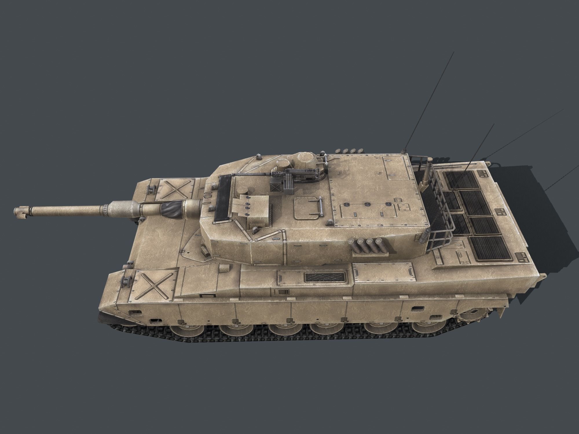 Type 90 Main Battle Tank Low-poly 3D model_8