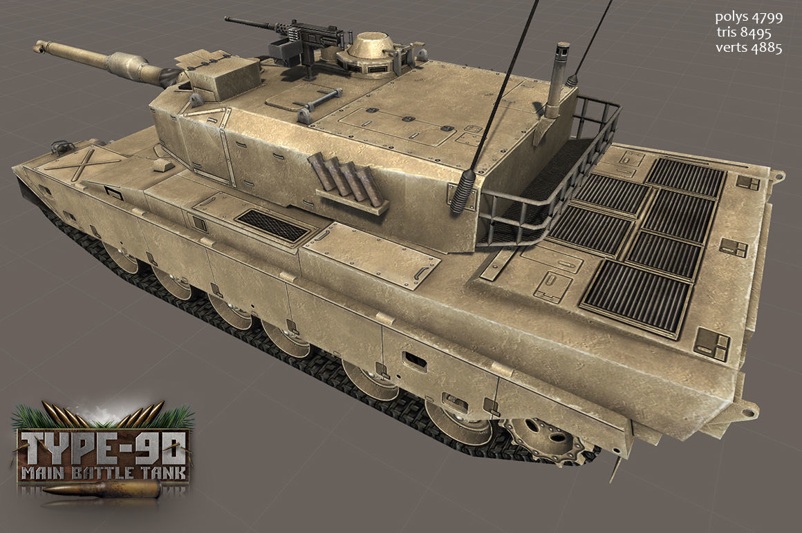 Type 90 Main Battle Tank Low-poly 3D model_24