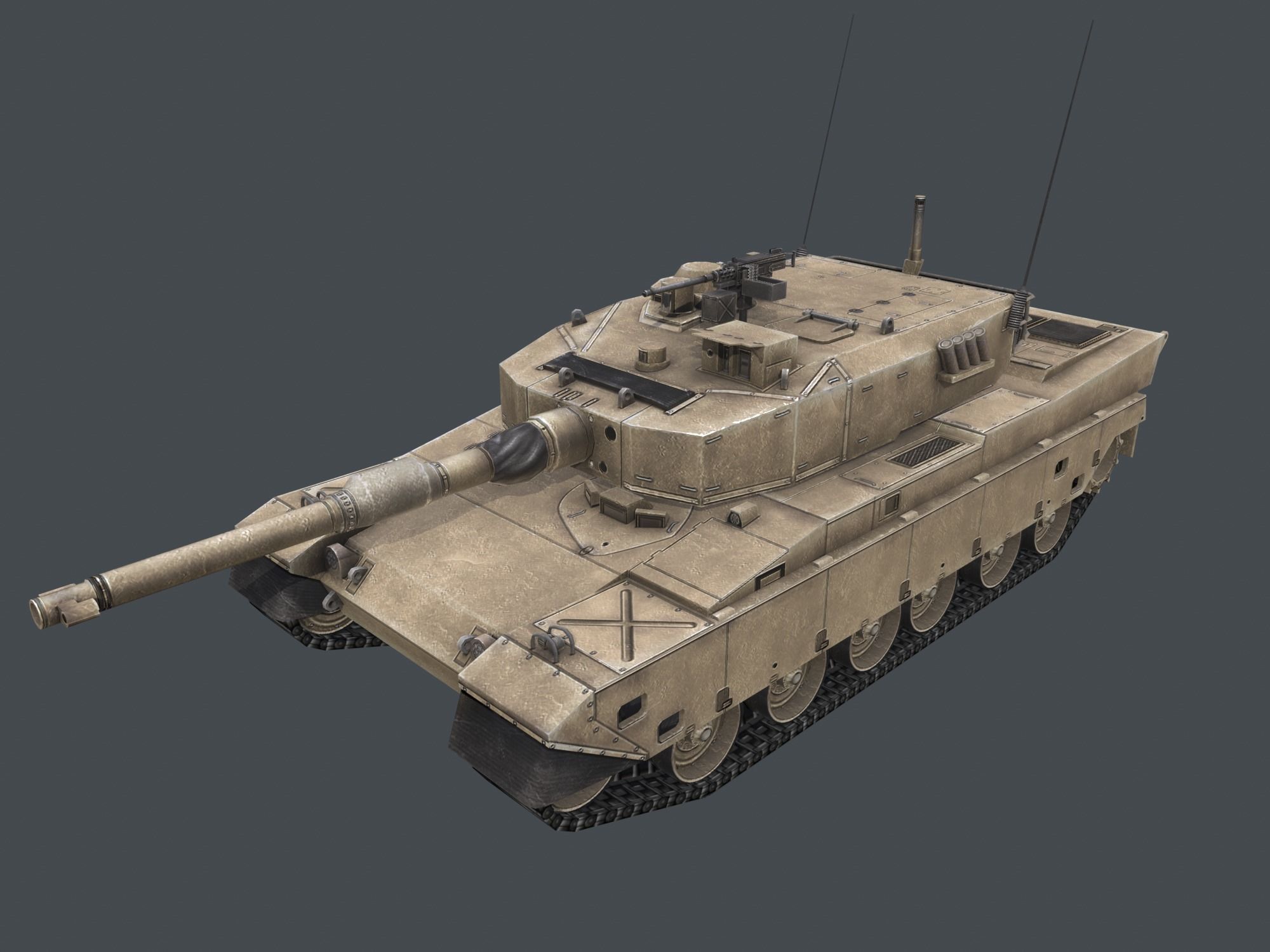 Type 90 Main Battle Tank Low-poly 3D model_2