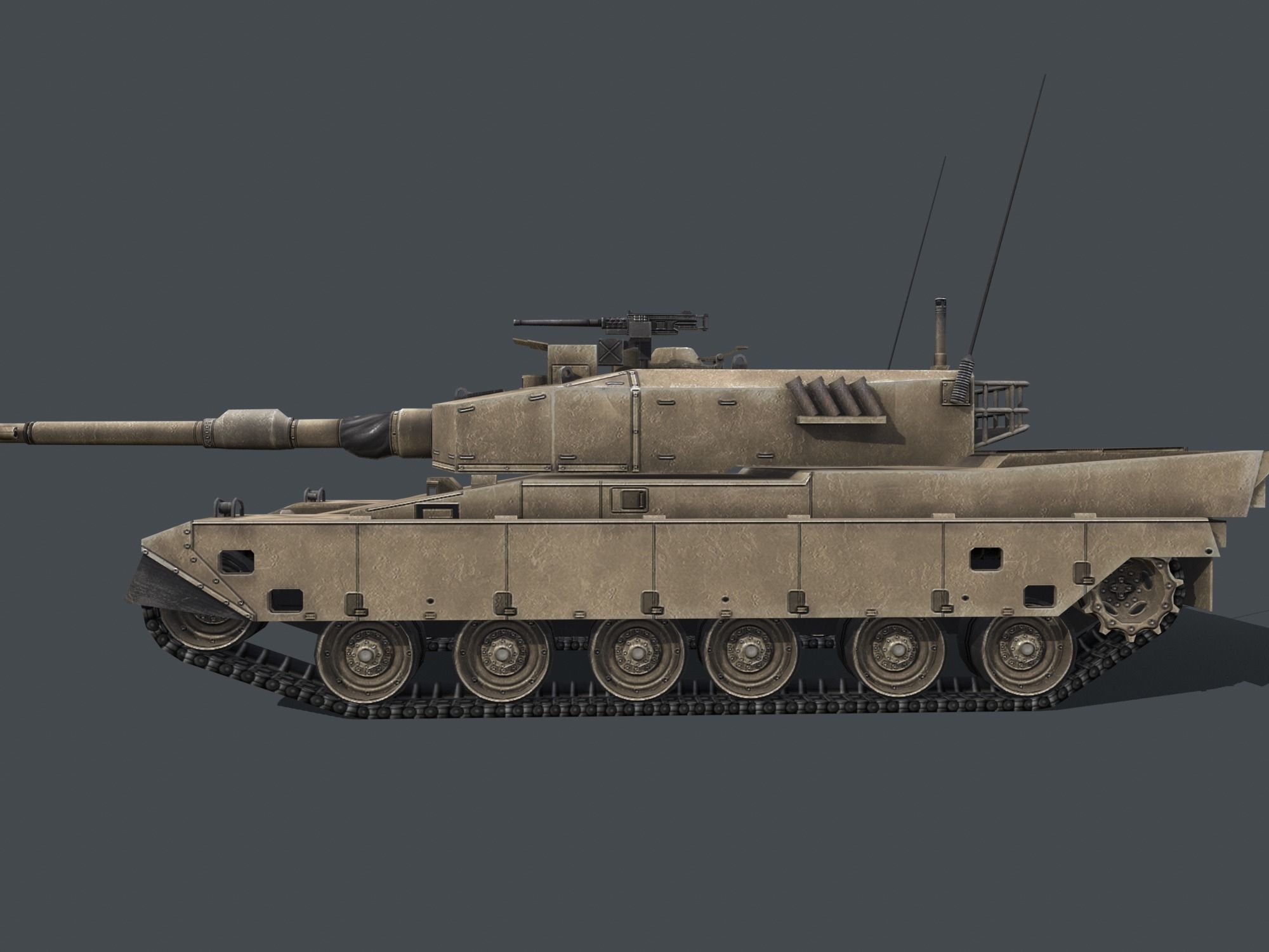 Type 90 Main Battle Tank Low-poly 3D model_9