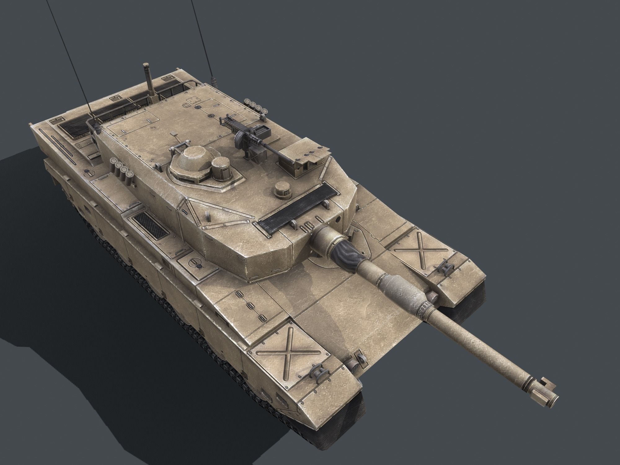 Type 90 Main Battle Tank Low-poly 3D model_4