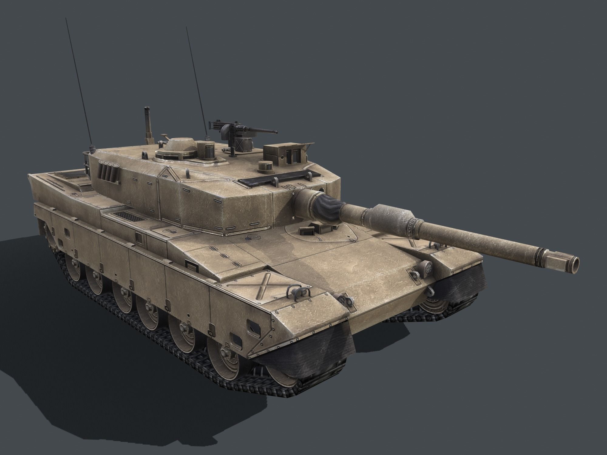 Type 90 Main Battle Tank Low-poly 3D model_3