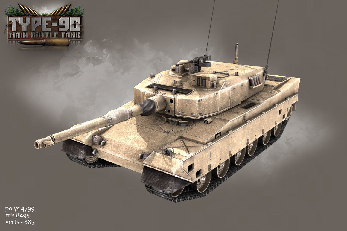 Type 90 Main Battle Tank Low-poly 3D model_17
