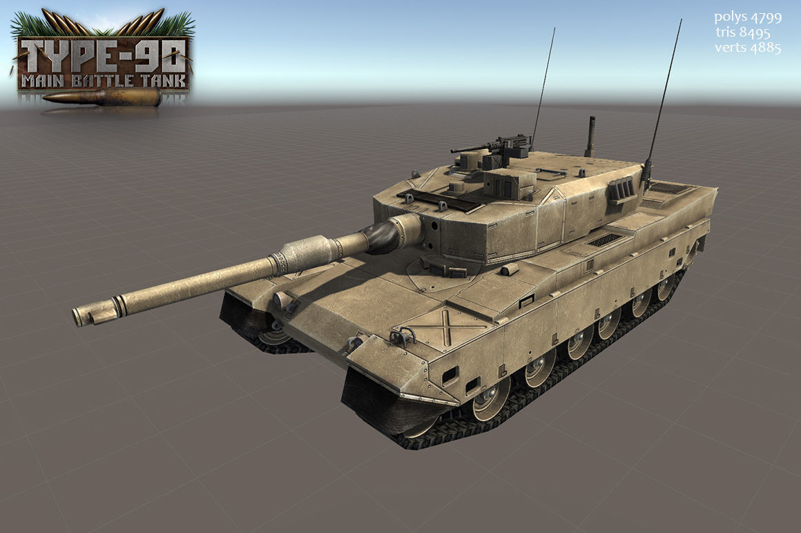 Type 90 Main Battle Tank Low-poly 3D model_23