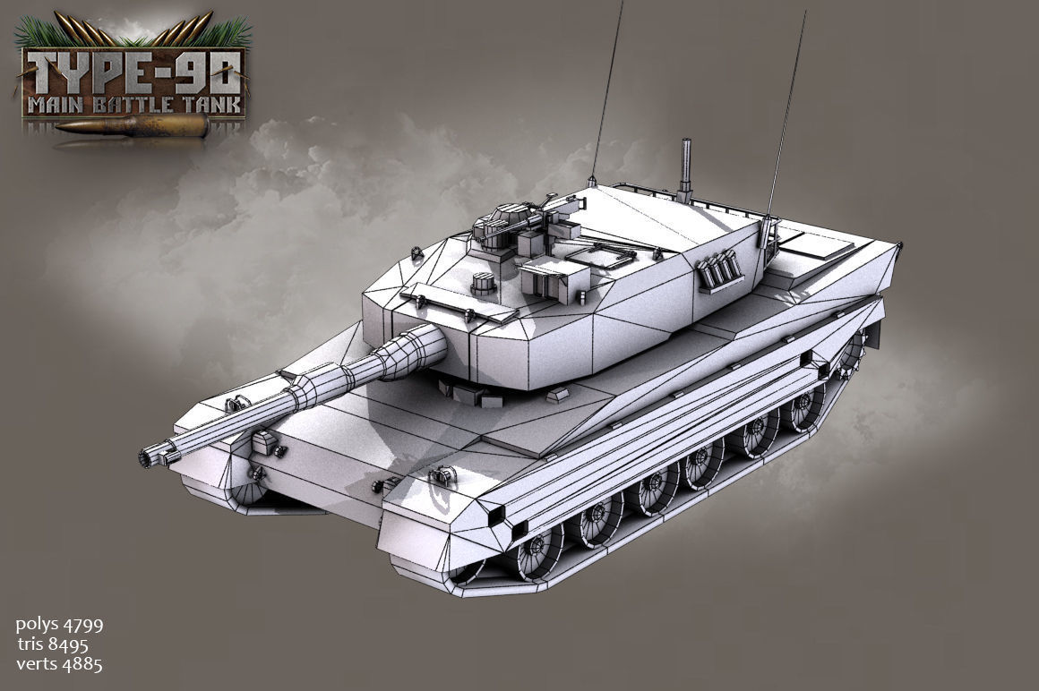 Type 90 Main Battle Tank Low-poly 3D model_20