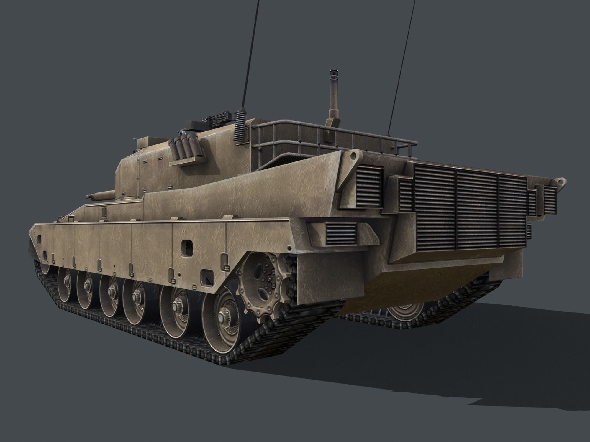 Type 90 Main Battle Tank Low-poly 3D model_11
