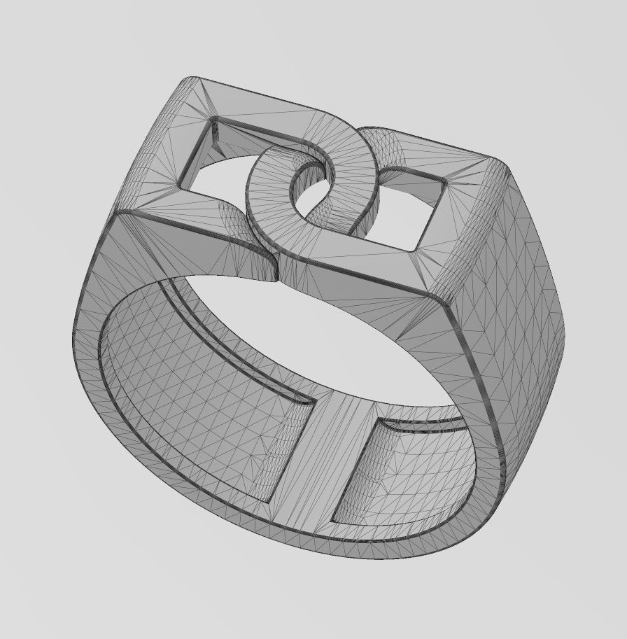 Overlapping D link 8mm wide signet ring US sizes 6to9 3D print model_14