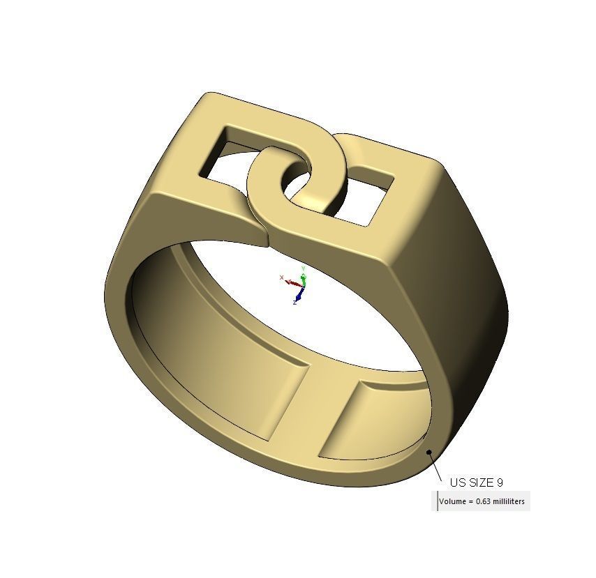 Overlapping D link 8mm wide signet ring US sizes 6to9 3D print model_12