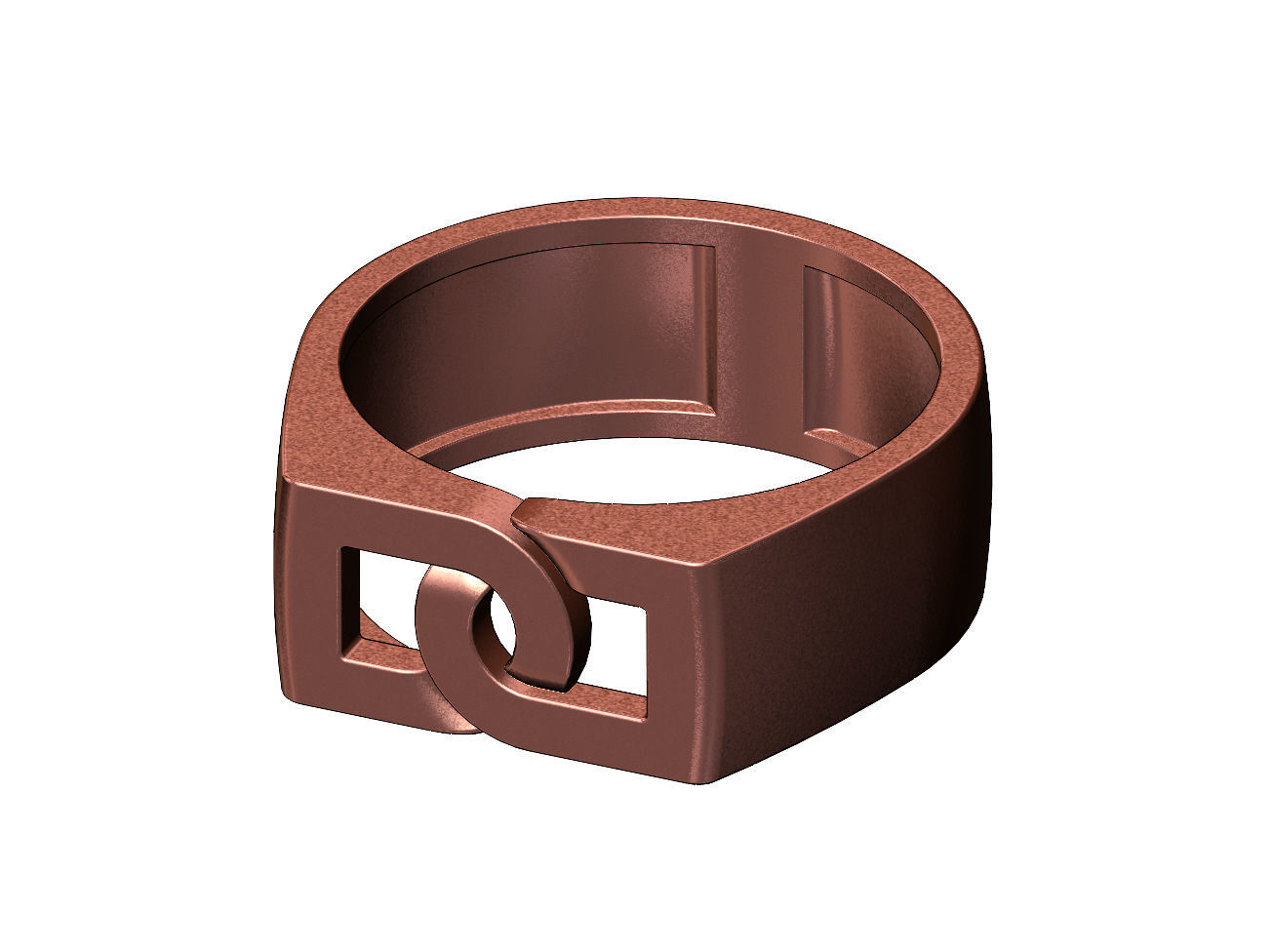 Overlapping D link 8mm wide signet ring US sizes 6to9 3D print model_10