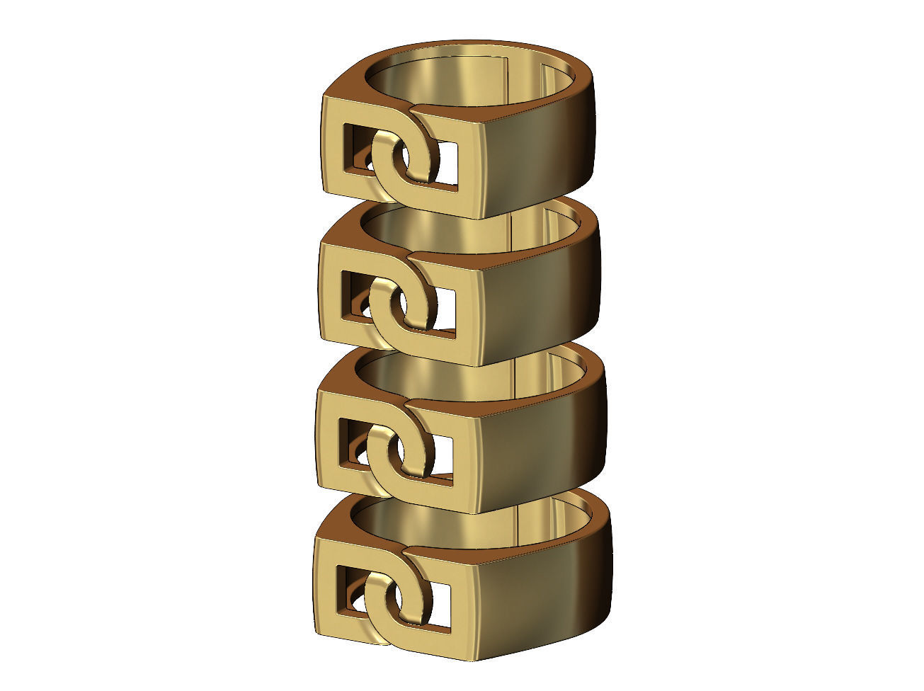 Overlapping D link 8mm wide signet ring US sizes 6to9 3D print model_1