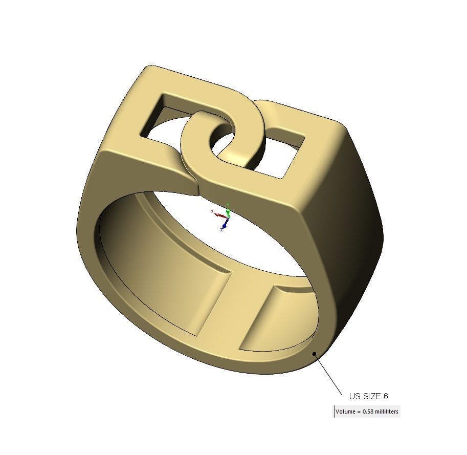 Overlapping D link 8mm wide signet ring US sizes 6to9 3D print model_11