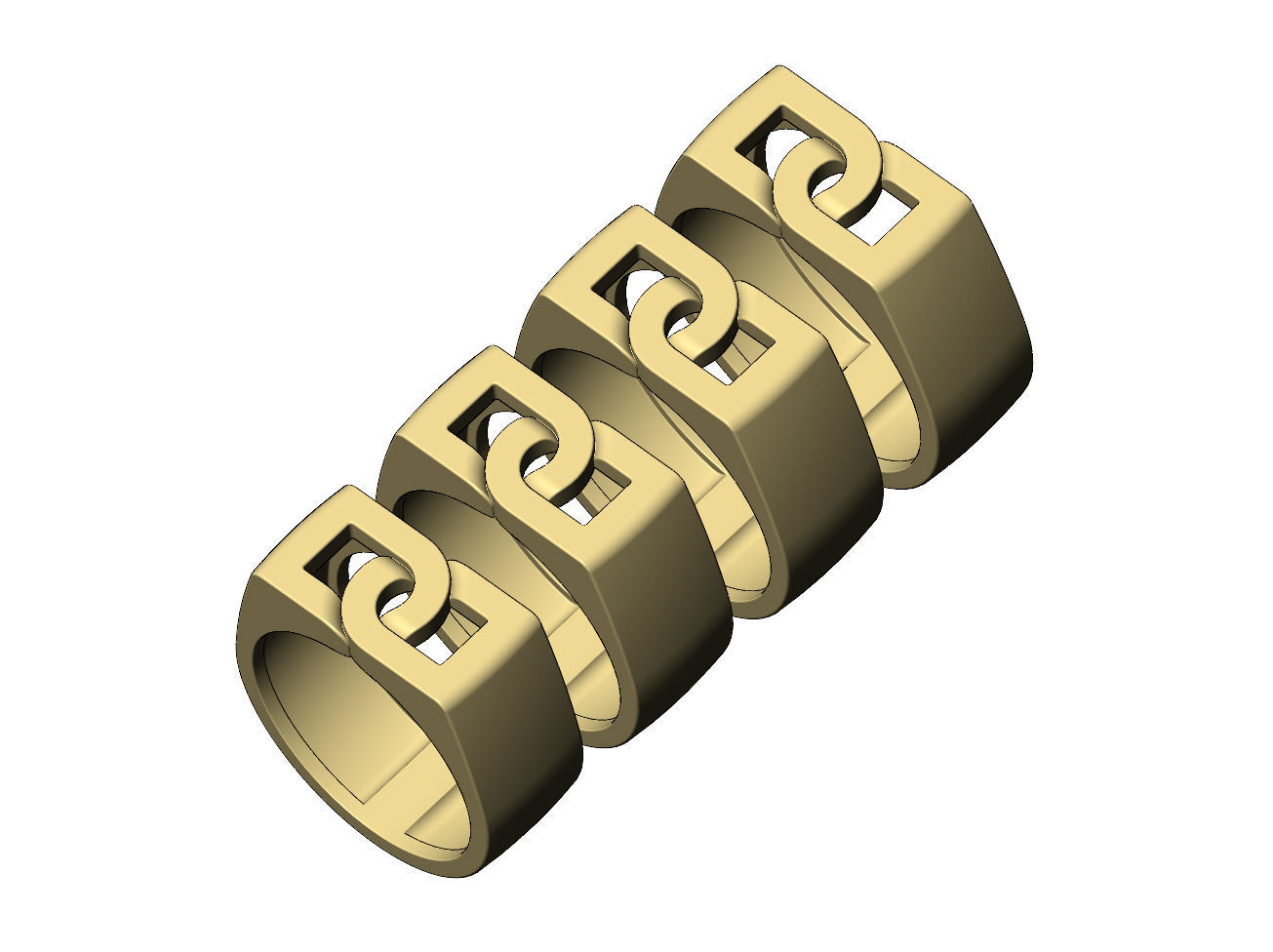 Overlapping D link 8mm wide signet ring US sizes 6to9 3D print model_4
