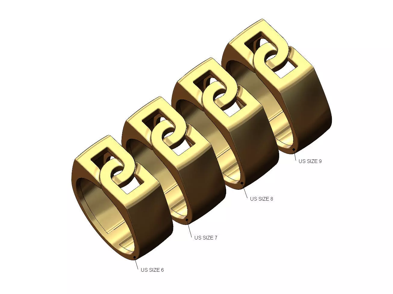 Overlapping D link 8mm wide signet ring US sizes 6to9 3D print model_0