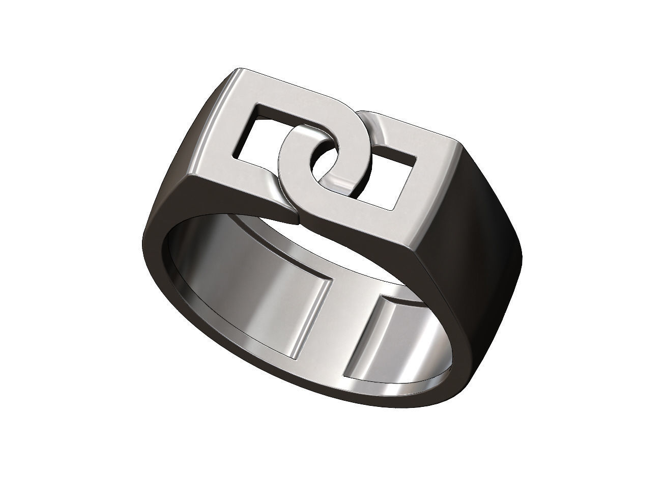 Overlapping D link 8mm wide signet ring US sizes 6to9 3D print model_9