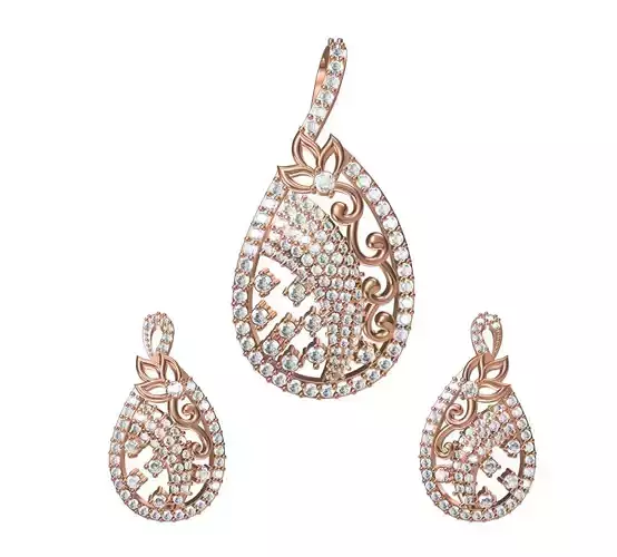 Women Earrings Pendant Set STL JCD Details