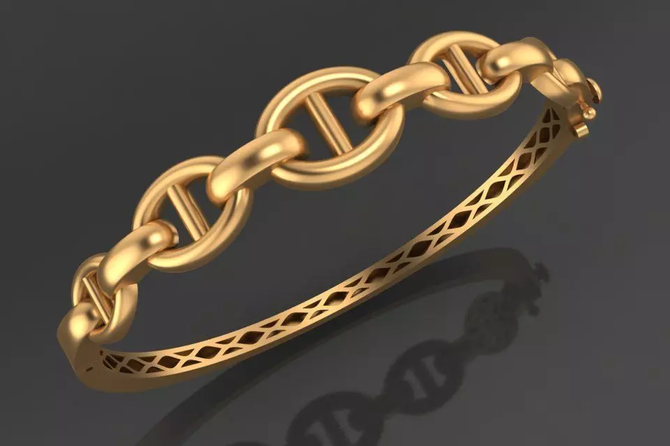 Chain design bracelet 3D print model_0