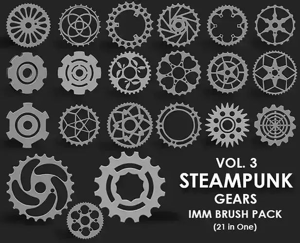 Steampunk Gears IMM Brush Pack 21 in One Vol 3 3D model