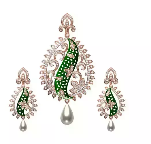 Women Earrings Pendant Set STL JCD Details