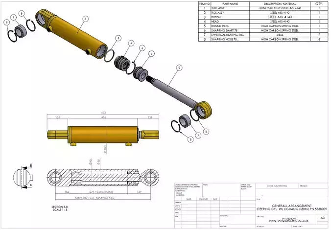 Steering Cylinder Whell Loader Liguong Pn 5338009