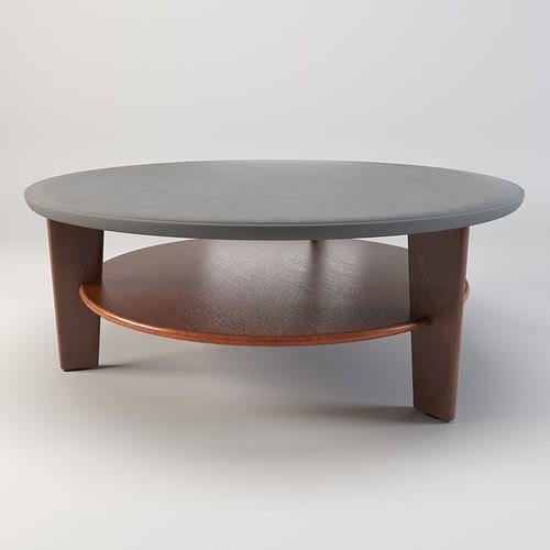 3D model round table desk workbench wood table interior table