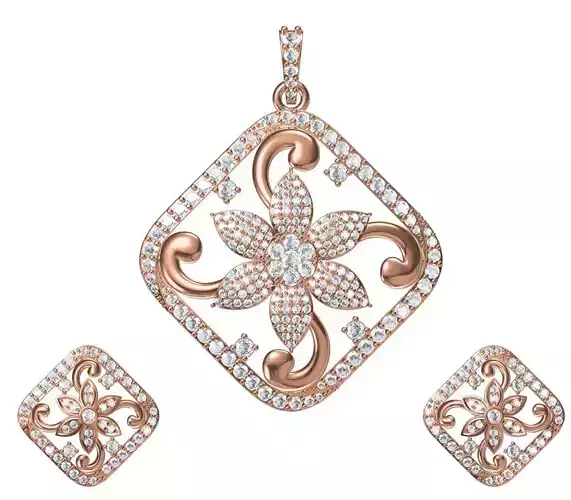 Women Earrings Pendant Set STL JCD Details