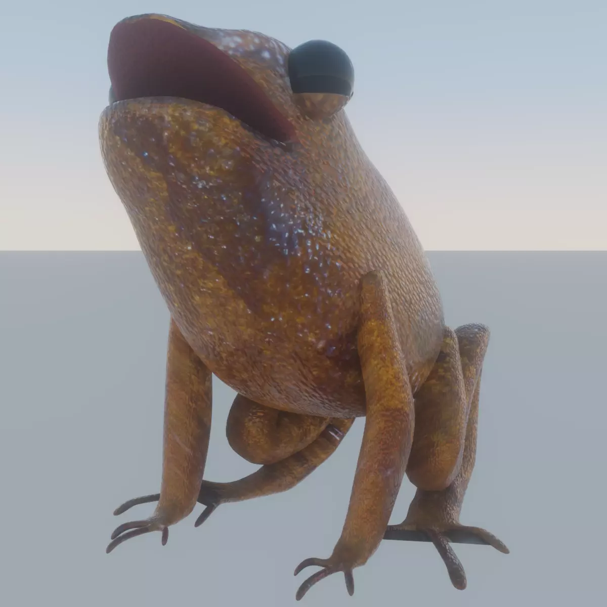 Mid-Poly Brown Frog Low-poly 3D model_0