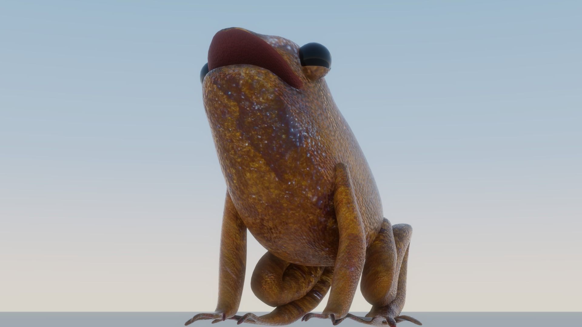 Mid-Poly Brown Frog Low-poly 3D model_1