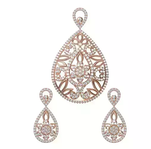Women Earrings Pendant Set STL JCD Details