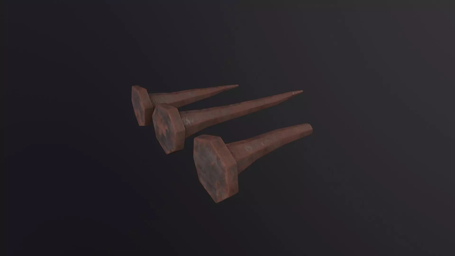 Old Rusting Medieval Nails 3D Model Low-poly 3D model_0