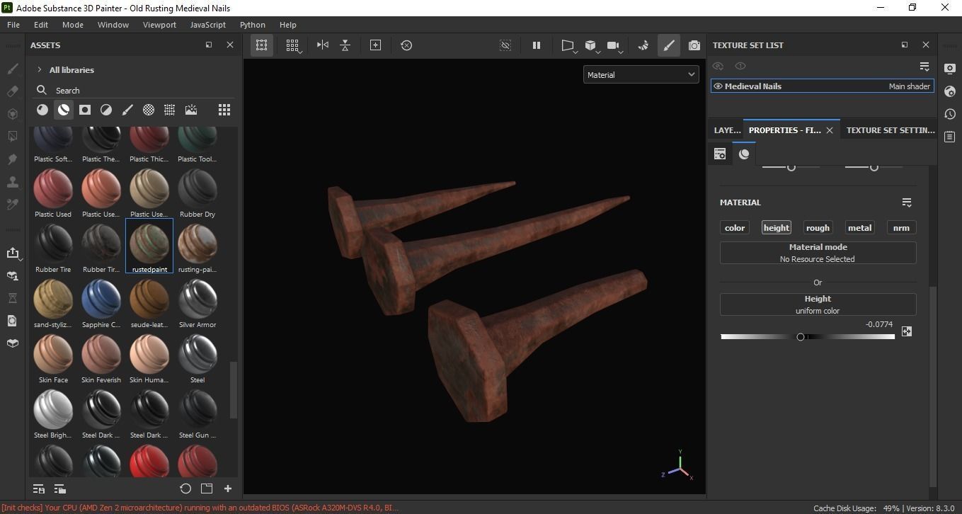 Old Rusting Medieval Nails 3D Model Low-poly 3D model_6