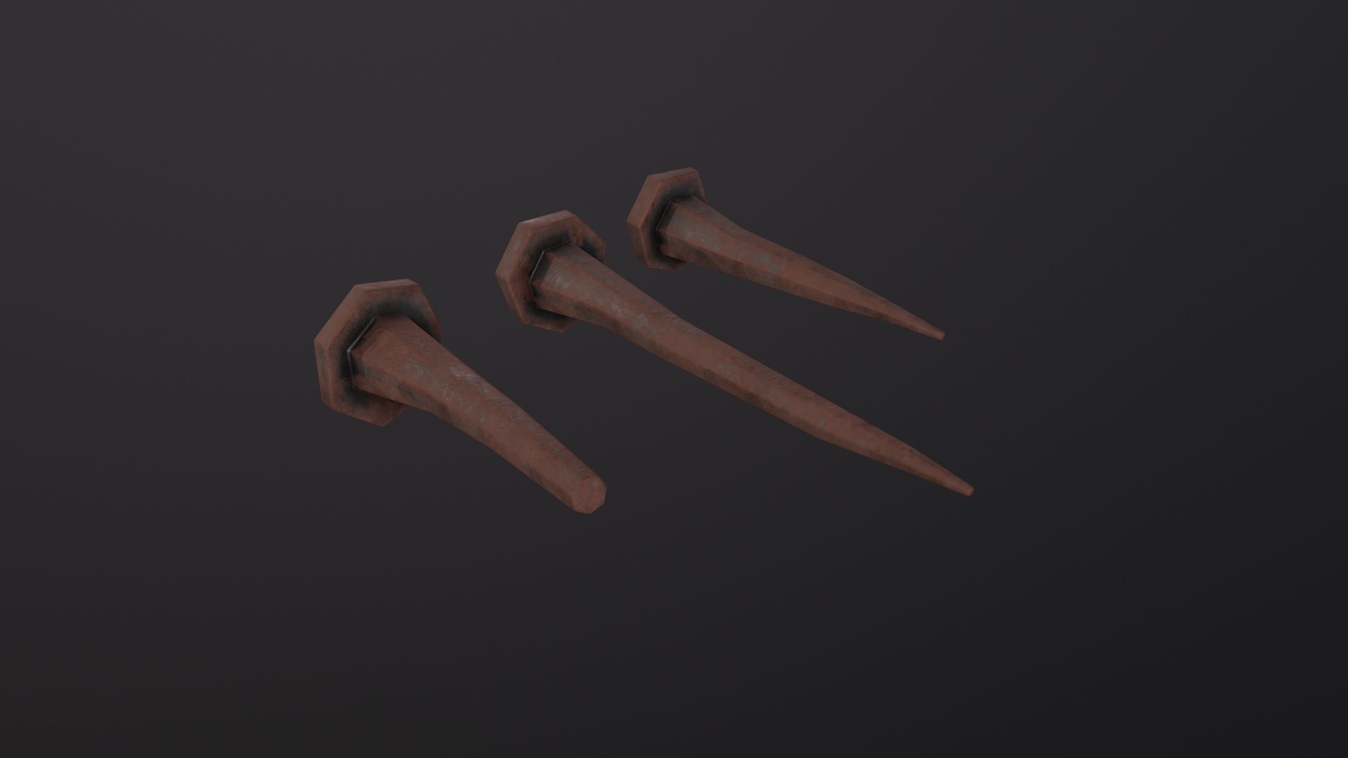 Old Rusting Medieval Nails 3D Model Low-poly 3D model_3