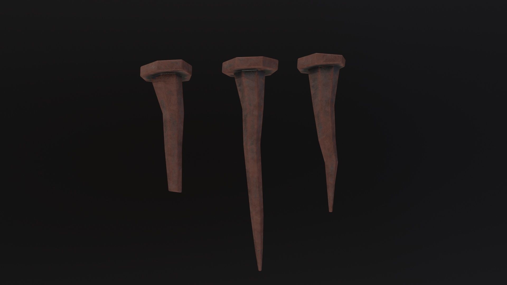 Old Rusting Medieval Nails 3D Model Low-poly 3D model_2
