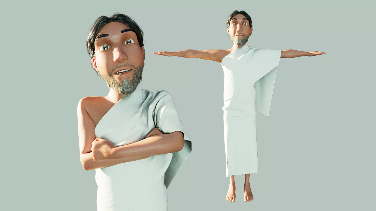 Muslim Man in Ehraam Low-poly 3D model_0