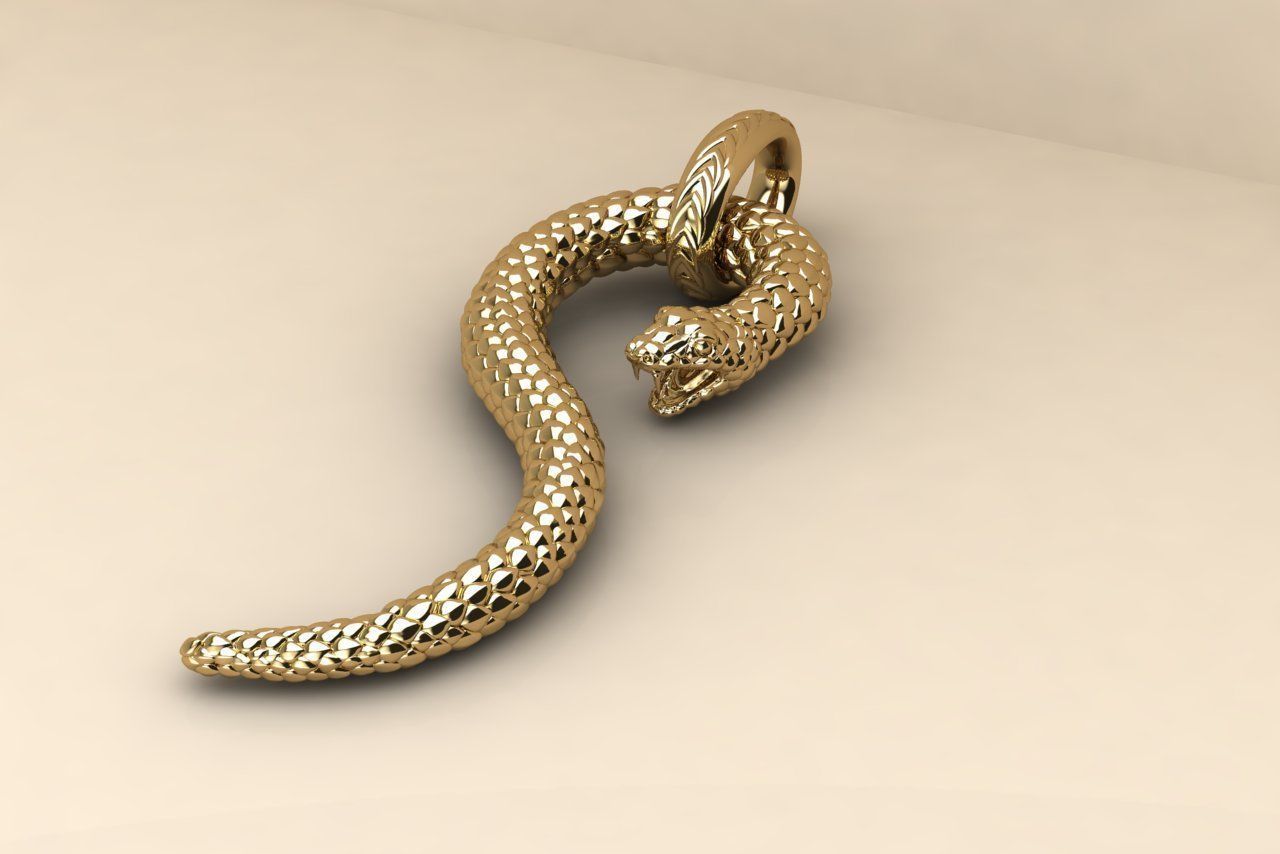 snake pendant 002 3D print model_2