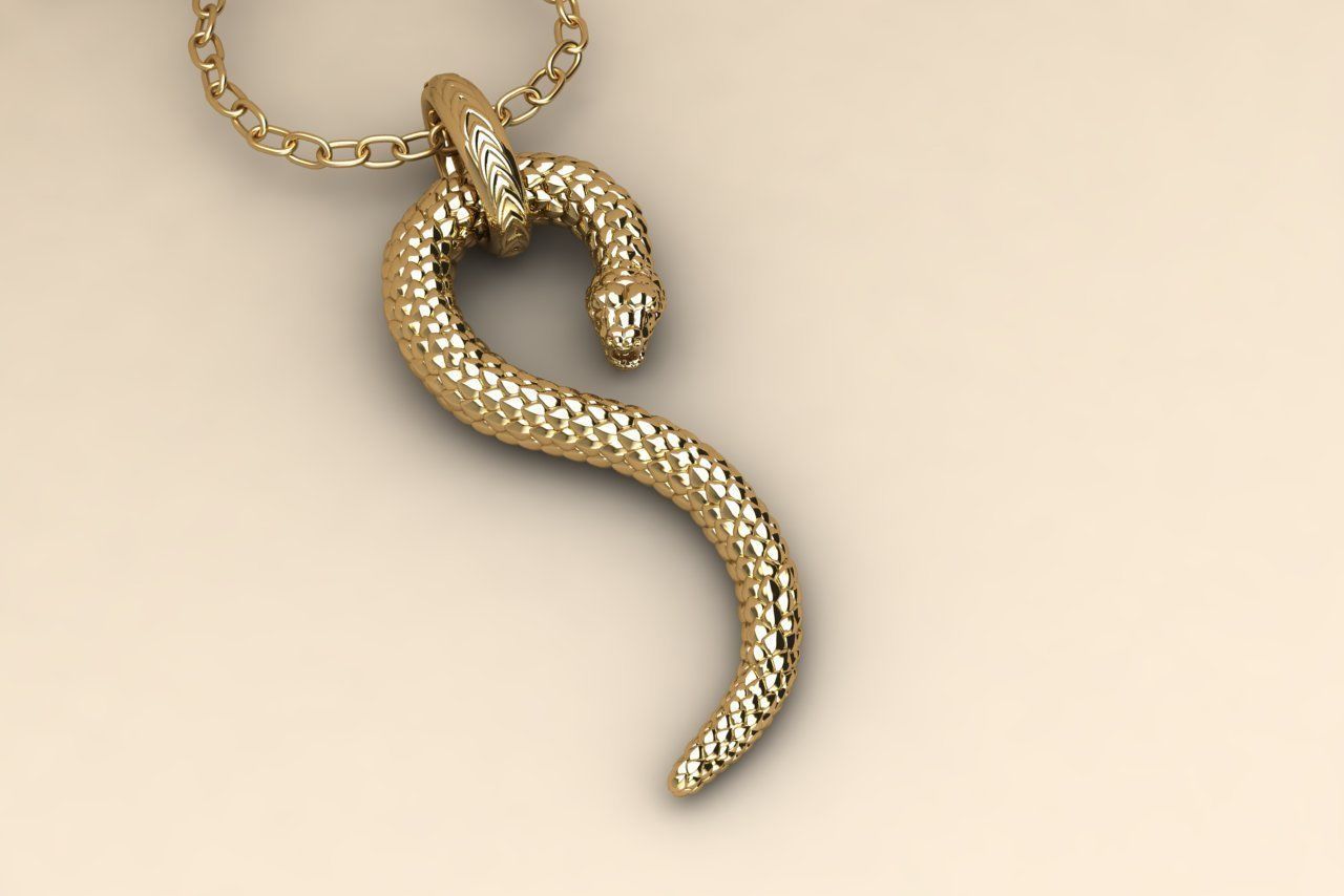 snake pendant 002 3D print model_3