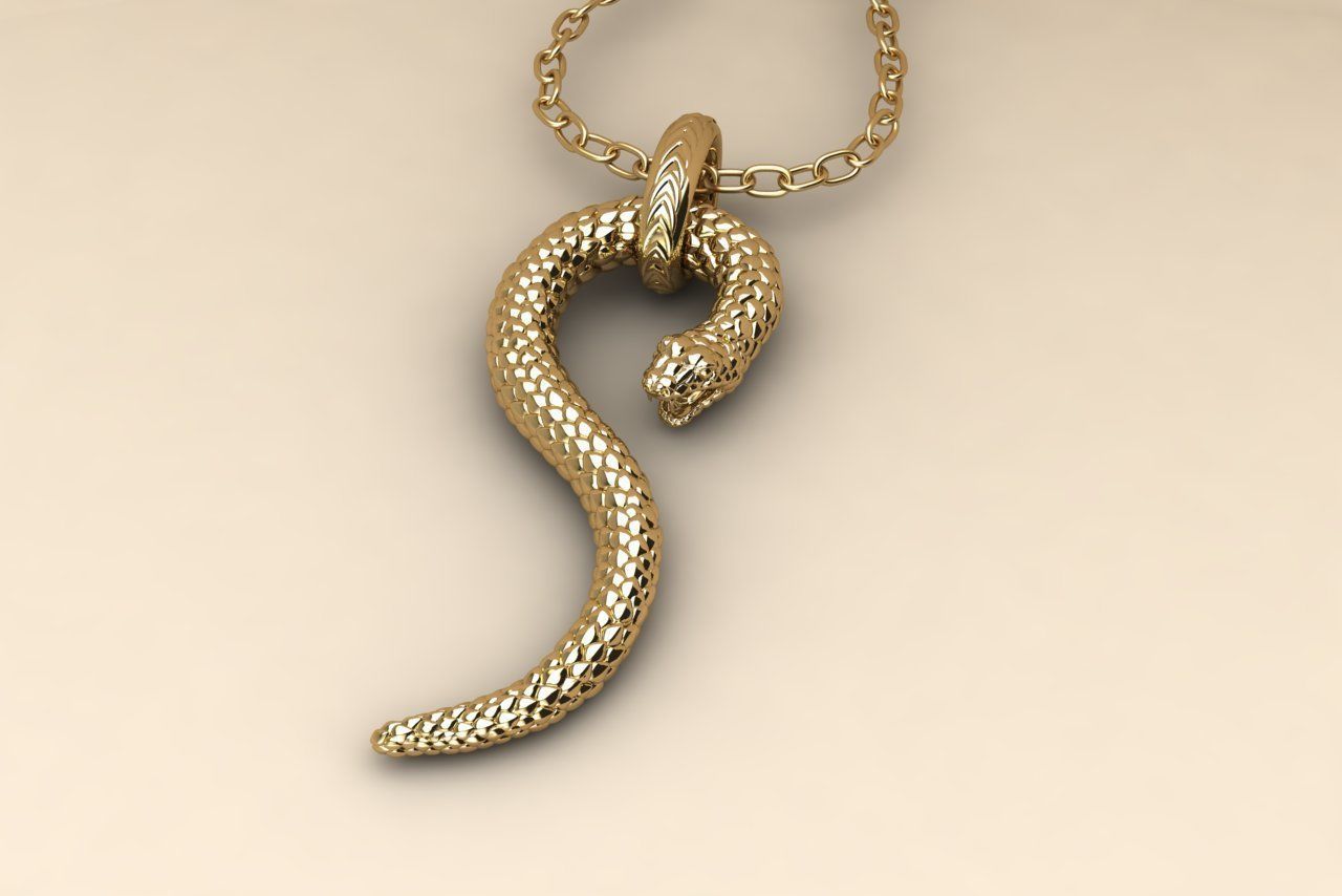 snake pendant 002 3D print model_4