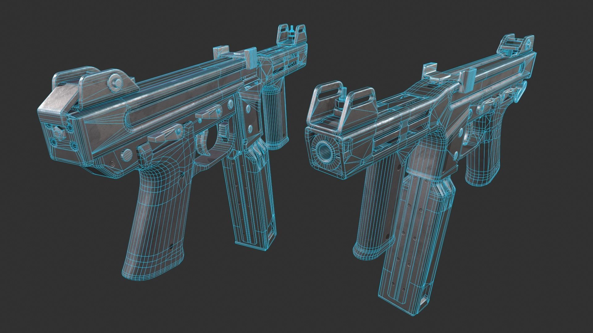 Spectre M4 SMG Low-poly 3D model_9