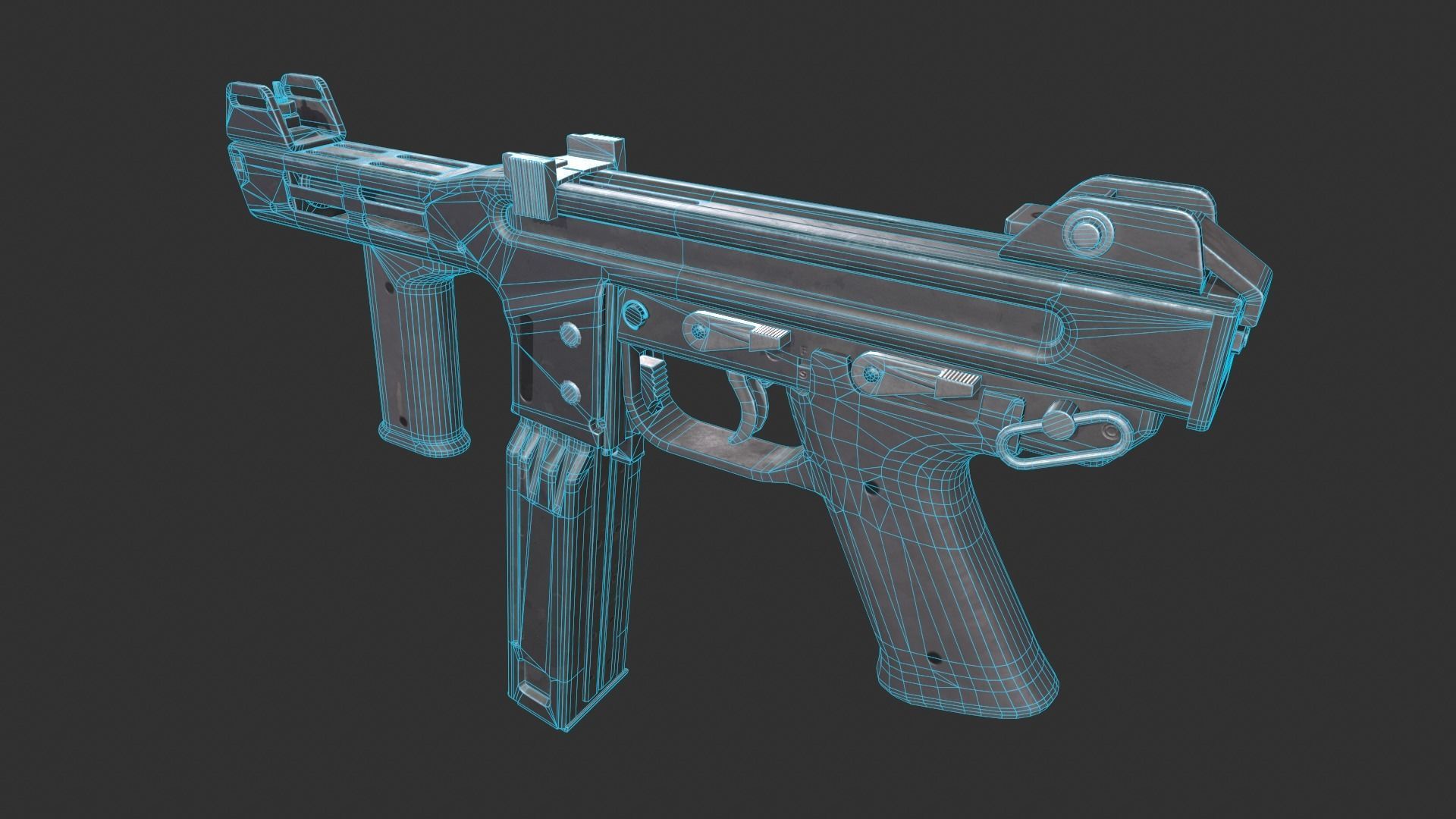 Spectre M4 SMG Low-poly 3D model_3