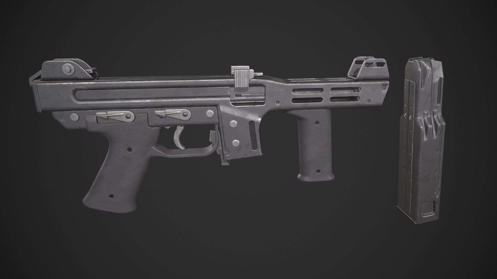Spectre M4 SMG Low-poly 3D model_6
