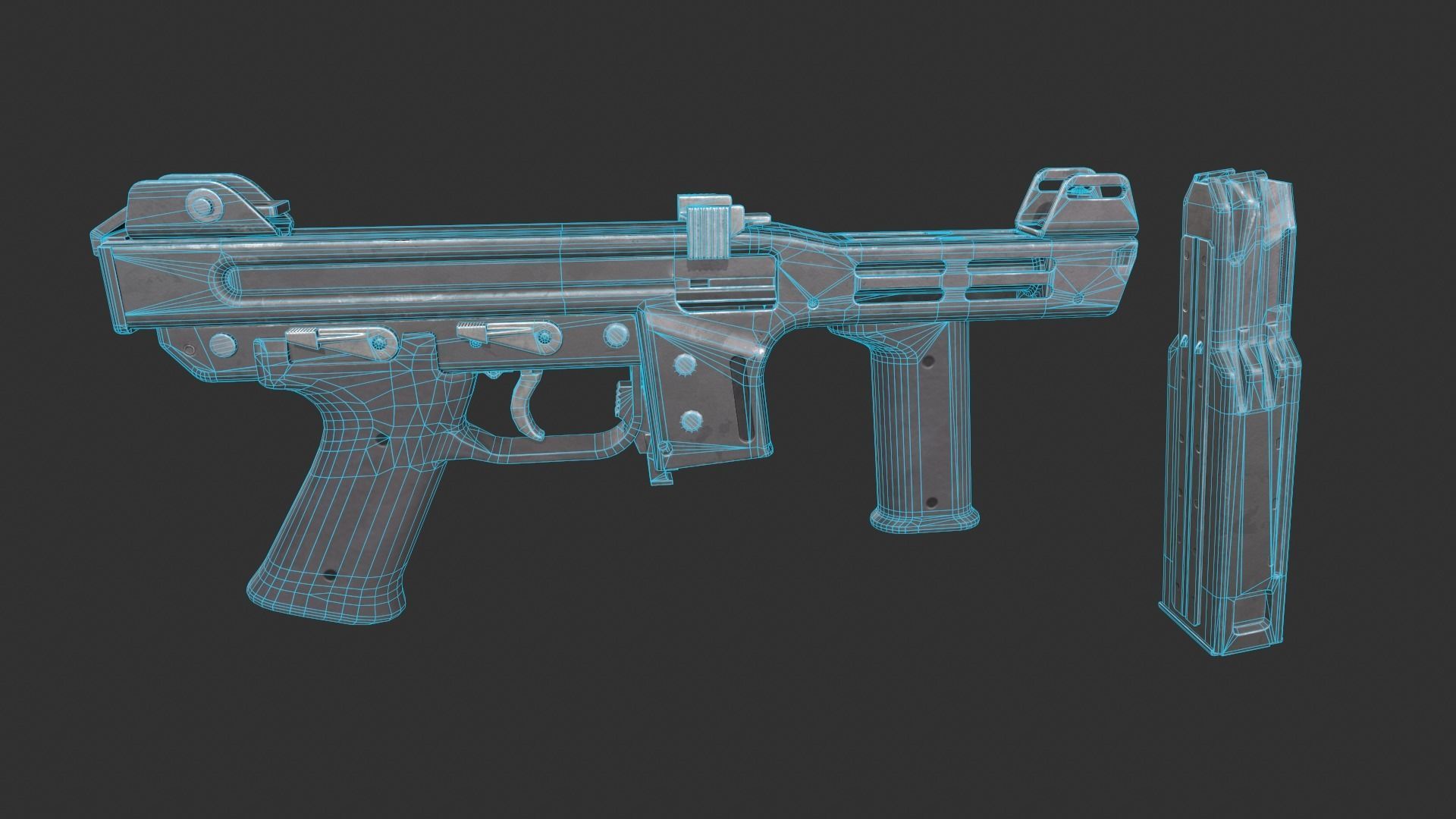 Spectre M4 SMG Low-poly 3D model_7