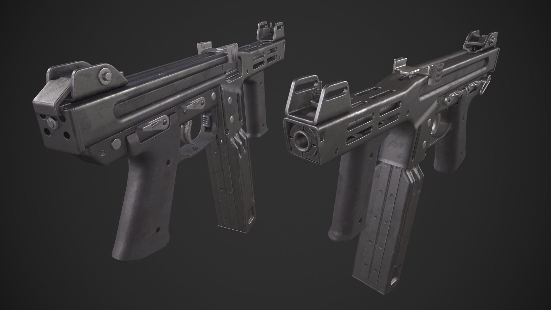 Spectre M4 SMG Low-poly 3D model_8