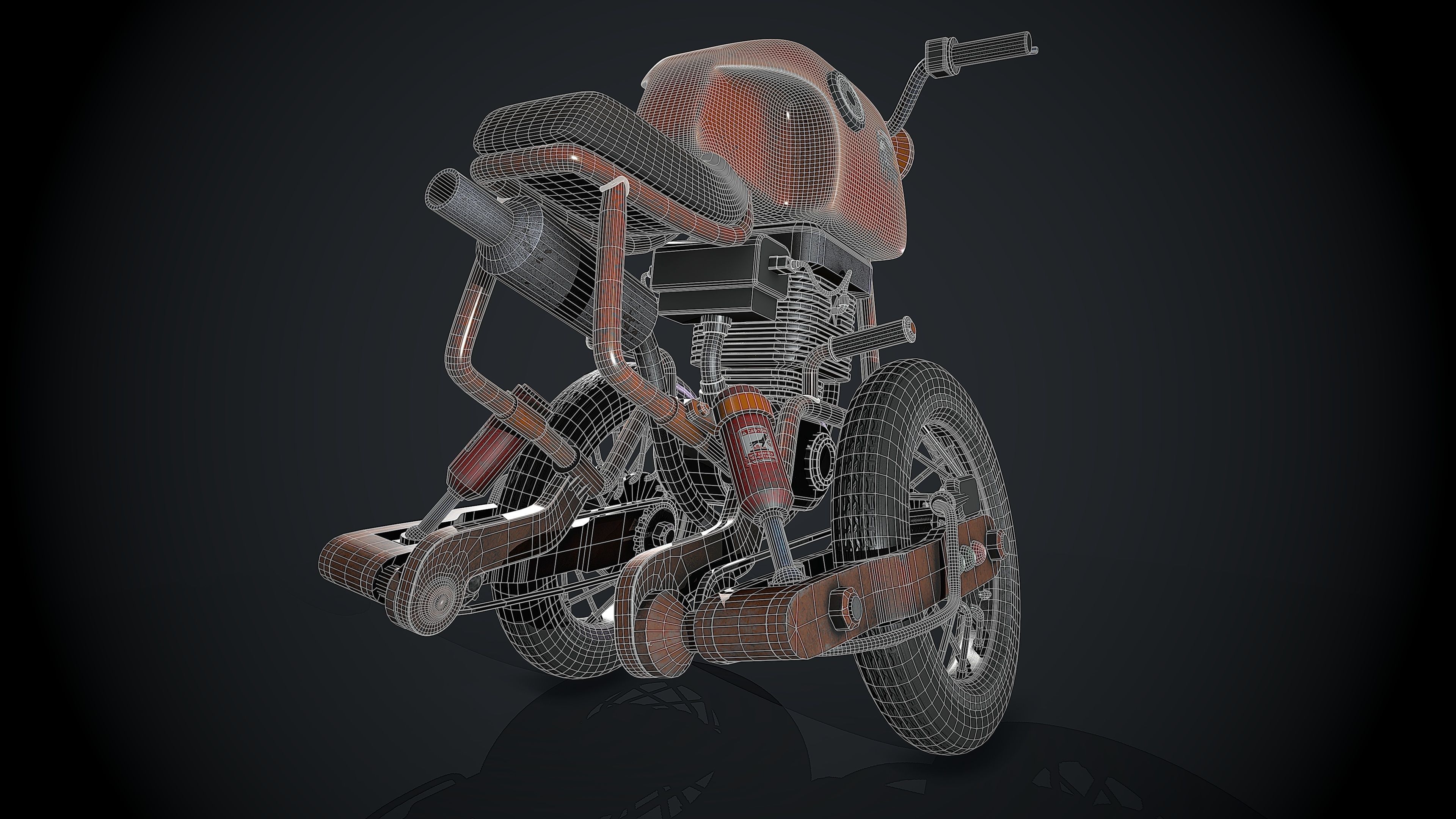 Crazy Bike Low-poly 3D model_10