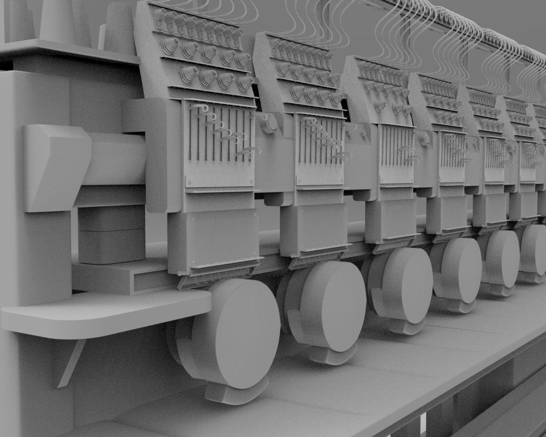 embroidery  machine 3d model Low-poly 3D model_1