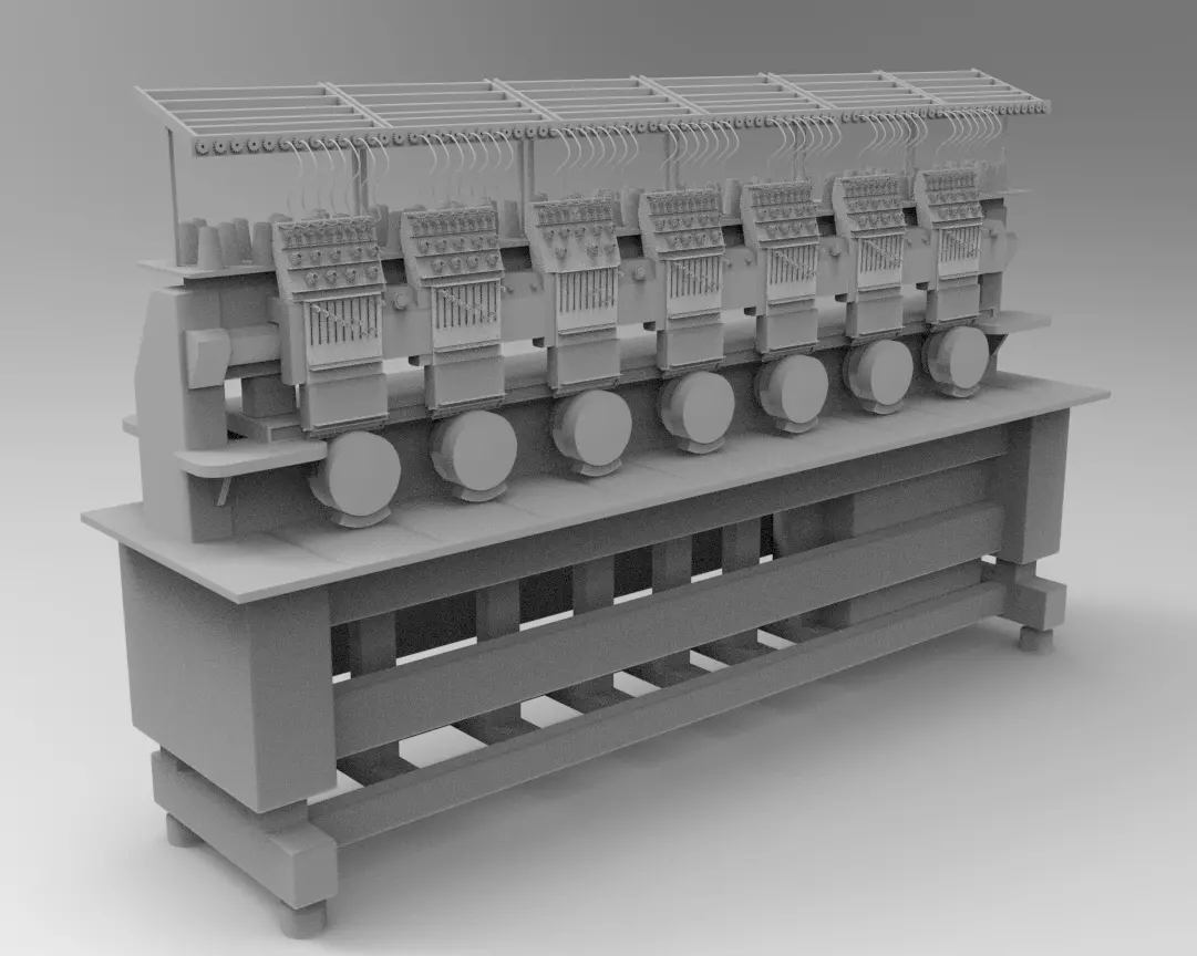 embroidery  machine 3d model Low-poly 3D model_0