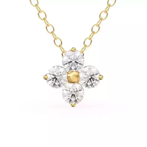 Clover Diamond Pendant Gold Zircon Layering Necklace 3D print