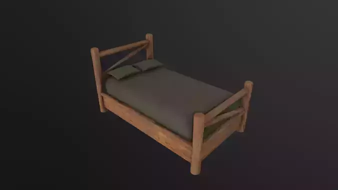 Old Bed 3D Model Low-poly 3D model